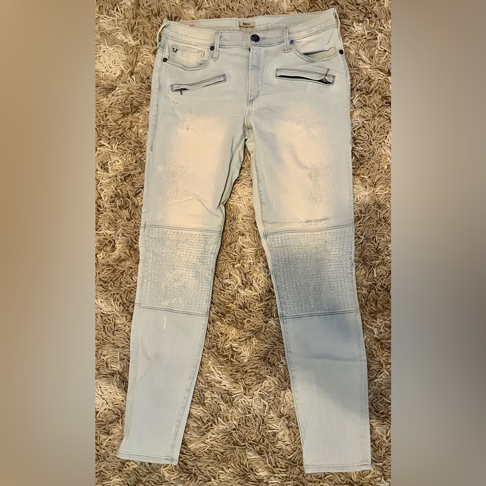 Women’s Light Wash Biker Denim Skinny Jeans True Religion Mid Rise Stretch 27